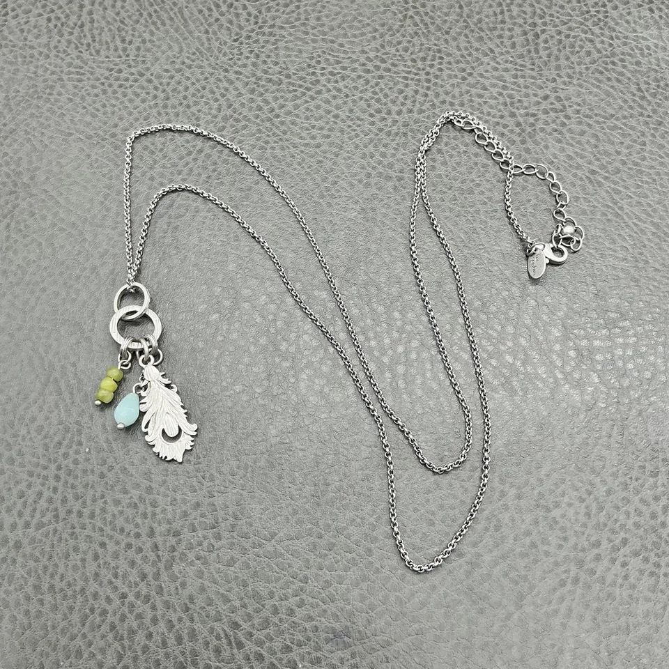 Ожерелье женское Lia Ophia серебристое перо подвеска застежка-лобстер регулируемая - Изображение 2 из 4