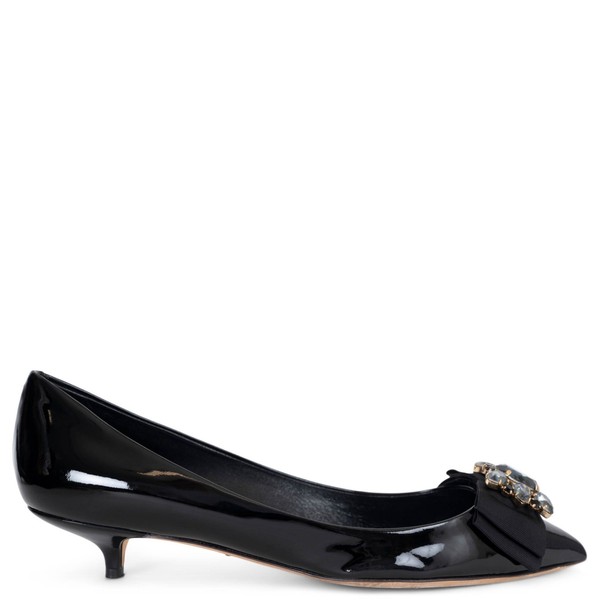 73585 authentische Dolce & Gabbana schwarze Lack BELLUCCI CRYSTAL Pumps Schuhe 39,5