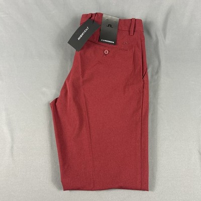 J Lindeberg Golf Pants Vent Flat Front 34 x 32 Cabernet Polyester NWT MSRP $175