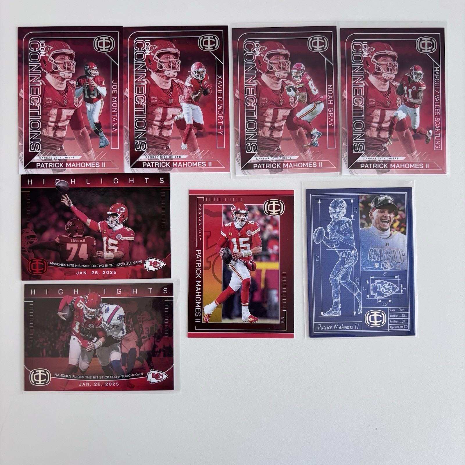 2025 Patrick Mahomes Icon Collections Card Lot Of 8 Kansas City Chiefs