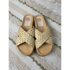 Dolce Vita Wrenly Platform Slide Sandals Light Natural Raffia Size 10 NWOT