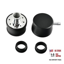Black Aluminum Smooth Valve Cover Breather Combo With 2 Grommets Black-smooth