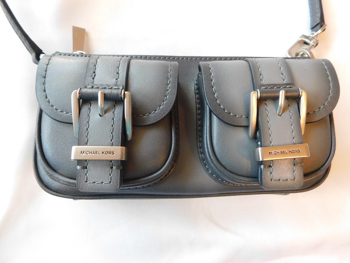 Michael Kors Zoe Small Convertible Pouchette Leather Storm Grey