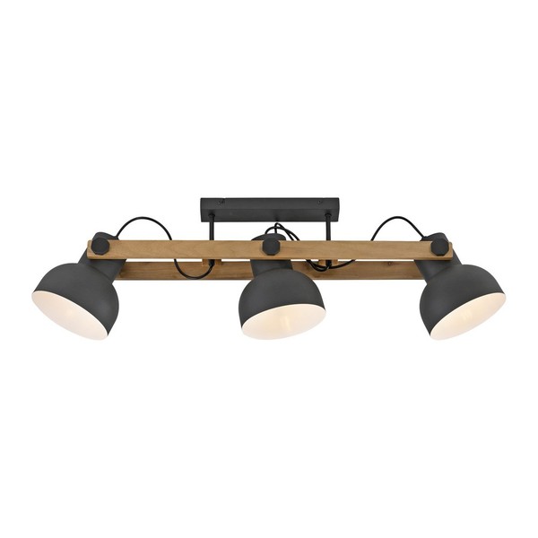 Led Deckenlampe Strahlerleiste Spot 3-Flammig E27 Holz Matt Schwarz Schwenkbar-image