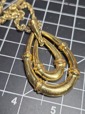 Beautiful Vintage Trifari Door Knocker Pendant Necklace Signed Key