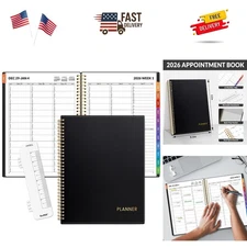 Elegant 2026 Weekly & Monthly Planner - Quarter-Hourly Scheduling, 8.5"x11"