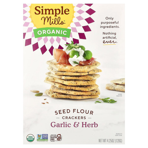 Organic Seed Flour Crackers, Garlic & Herb, 4.25 oz (120 g)