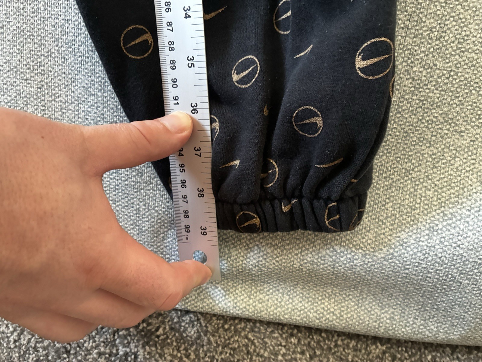 Nike Mens All Over Swoosh Logo Print Joggers Sweatpants Black Gold Size S image 6