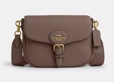 Coach Amelia Saddle Leather Crossbody Bag In Signature Dark Stone