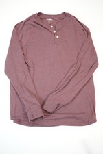 Goodfellow  Co Mens Medium Burgundy Cotton/Polyester Long Sleeve Henley Shirt