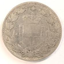 REGNO D'ITALIA - 1 LIRA 1887 Argento 835‰  - STEMMA - Gian1