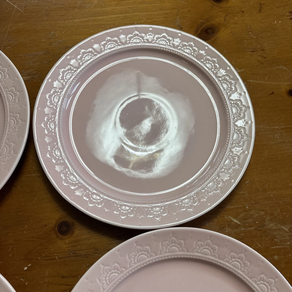 Platos de cena 5 piezas Wild Sage SANA MEDALLION rosa 10 pulgadas usados en excelente estado pastel de Pascua Foto 4 de 4