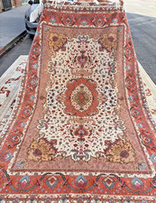 Auth: Vintage Tabrizz Rug Silk & Wool Finest 60+ Raj Ivory 7x10 NR