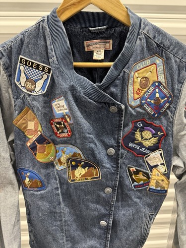 GUESS Jeans Unisex GUESS ORIGINALS PATCH DENIM BOMBER JACKET Tg: M Nuovo - Foto 4 di 10