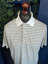FootJoy Athletic Fit Golf Polo Shirt Yellow White Stipes Mens Large