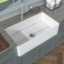 36 In. Farmhouse Sink Single Bowl Crisp White Fireclay Kitchen Sink Farmhouse Ki