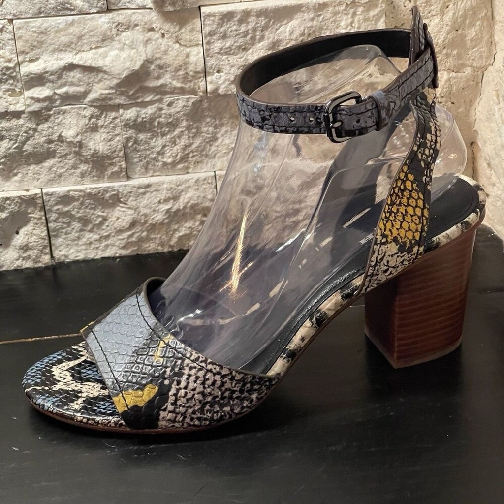 Coach Pipher Python/Anaconda Size 8.5 Wooden Bloc… - image 1