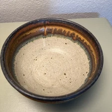 Vintage Williams Studio Art Pottery Bowl 8"x5” Drip Glaze Artist Signed