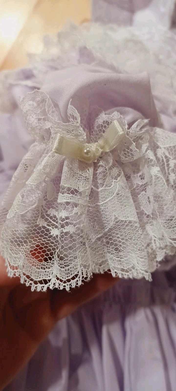 Vintage Purple Pastel Lace Ruffled Bow Pageant Party Dress Girl Full Circle