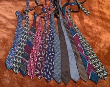 Vintage Men’s Neckties Lot Of 12 Geometric Different Brands Ties Tie Some Silk