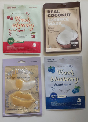 Facial Mask Set of 4 Hydrating Brightening Skincare Spa Night Bundle