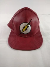 The Flash DC Comics Faux Leather BioWorld Snapback Hat Cap Adult Men Women Red