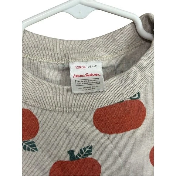 Hanna Andersson Organic Cotton Pajama Top 6-7 Pumpkin Print Long Sleeve - Image 2 of 4