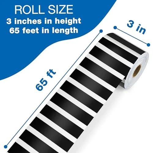 CARSON DELLOSA 65' BLACK AND WHITE STRIPES ROLLED STRAIGHT BULLETIN 1 ROLL — 第 3/4 张图片