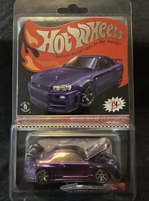 Hot Wheels 2020 Club Car RLC Nissan Skyline GT-R BNR34 Purple w/Patch & Pin