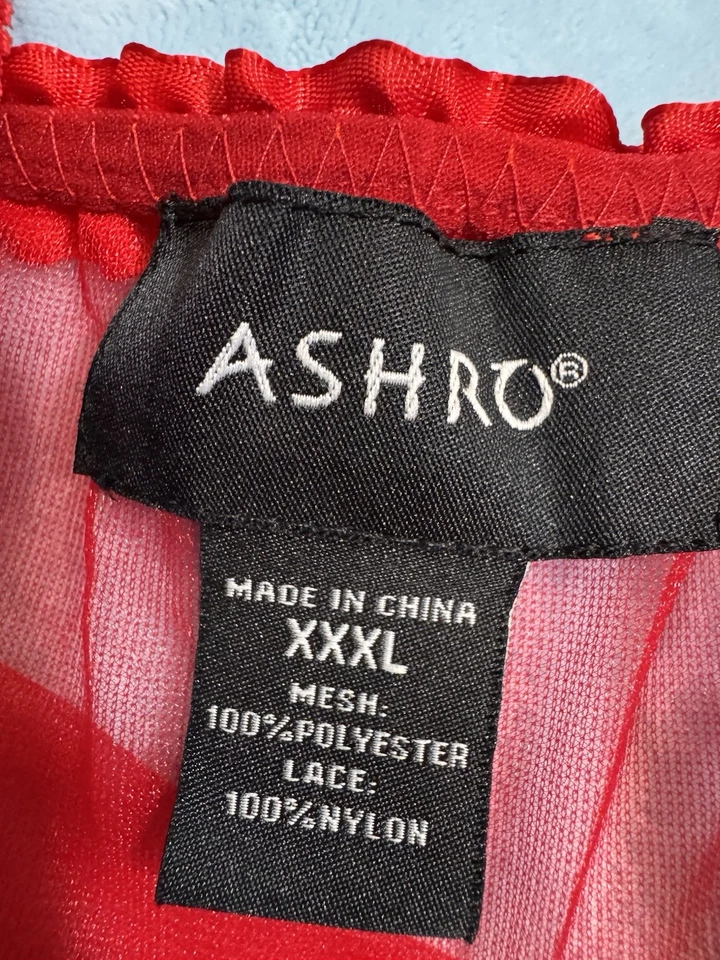 ASHRO Babydoll Rojo Encaje y Transparente Plussize 3X Lote Elástico Foto 4 de 4