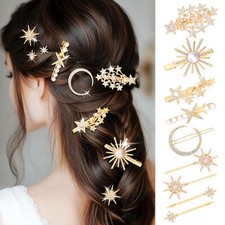 Formery Gold Star Hair Clip Accessories Rhinestone Moon Hair Barrettes for Wo...