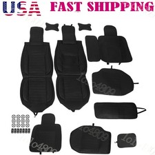 Full Set Leather Car Seat Covers 5 Seat Universal Fit Waterproof Black Cushion Full Set Leather Car Seat Covers 5 Seat Universal Fit Waterproof Black Cushion