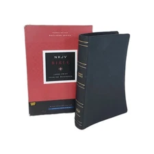 NKJV Large Print Thinline Reference Bible MacLaren Series Black Genuine Leather 