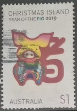 Australia 2019 Christmas Island Chinese New Year of pig $1 sheet stamp used
