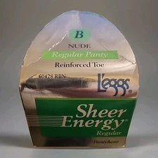 Vintage Leggs Nude Pantyhose Sheer Energy Size B Reinforced Toe USA Made Nylons