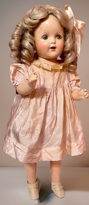 Vintage 1930s Composition Mama Doll 21  Sleep Eyes Cloth Body Original Dress