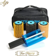 Complete Ski Maintenance Roto Brush Kit with Safe Handle & Heavy-Duty Travel Bag