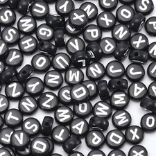 1600 Alphabet Beads Black White Letter Beads Kit With Organizer Box 4X7 MM Round