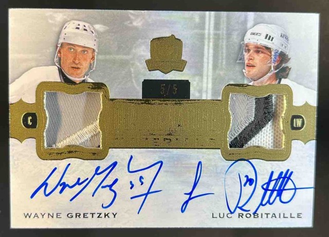2022-23 Upper Deck The Cup Wayne Gretzky Luc Robitaille Patches Dual Auto #/5