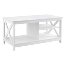 Artiss Coffee Table Storage Shelf White