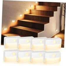 Motion Sensor Stair Light for Indoor, 8 Pack Warm White, Battery Operated