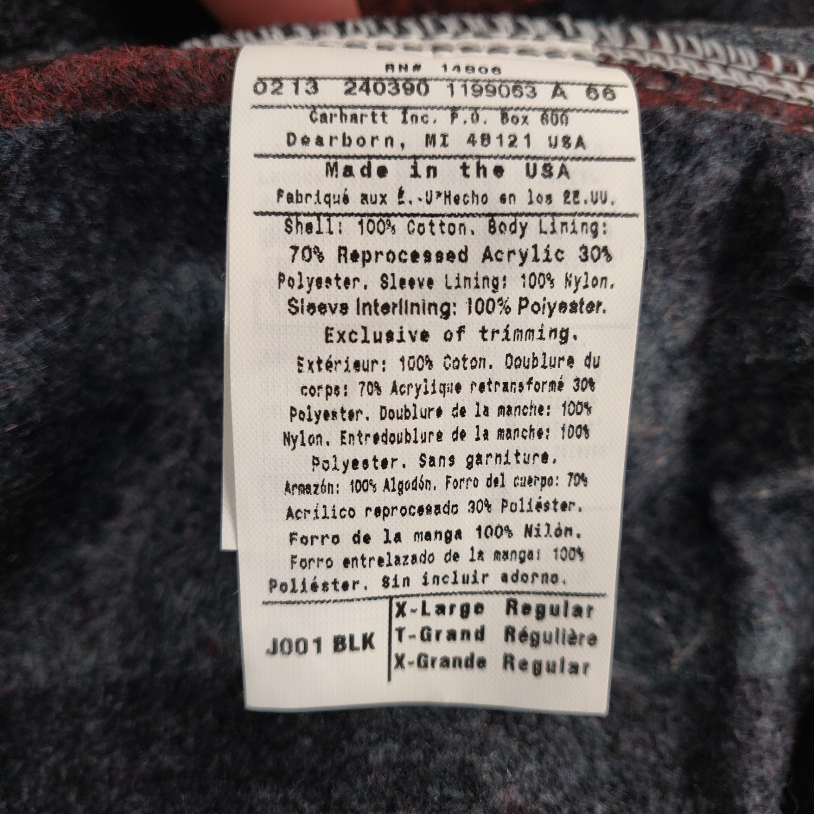 VTG Carhartt Detroit Jacket Mens XL Black J001 Blanket Lined Union Made In USA image 10