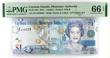 Cayman Islands 1 Dollar 2010, P 38c, PMG 66 EPQ
