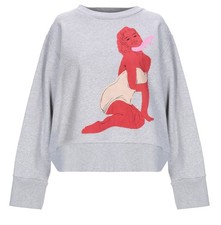 MOSCHINO SWEATSHIRT GRAY COTTON APPLIQUE LONG SLEEVE TOP sz US 6