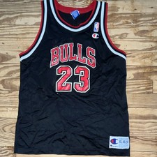 Vintage 90s Champion Chicago Bulls #23 Michael Jordan Black Jersey XL 18-20