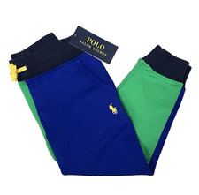 NWT Polo Ralph Lauren Joggers Boys Sweatpants Colorblock Blue Green Size 3 T