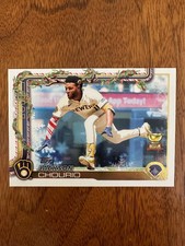 2025 Topps Holiday Jackson Chourio Candy Cane Arm Sleeve Variation