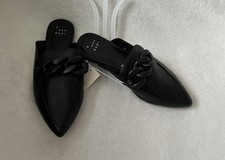 A New Day Amber Shoes Mules Flats Sz 6 Women  s Slip On Memory Foam Black Flaw