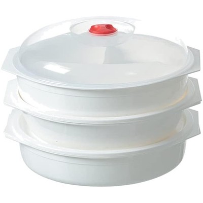 Mikrowellengeschirr Set, BPA-frei, 3 Stück, spülmaschinenfest, 2L, weiß