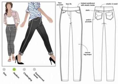 Style Arc Schnittmuster Georgie Stretch gewebte Jeans Größen 18-30